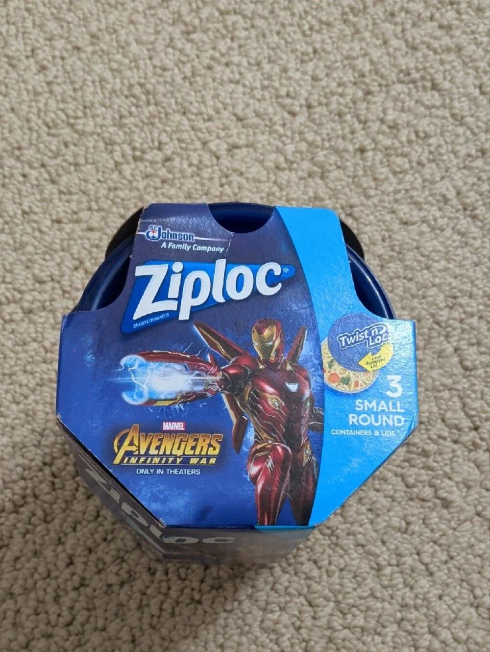 Ziploc Avengers Iron Man Small Round Twist 'n Loc Food Container - Blue & Clear
